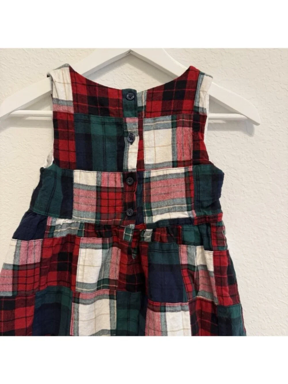 Gymboree Patchwork Sleeveless Christmas Dress Size 6 100% Cotton Red/Green Plaid